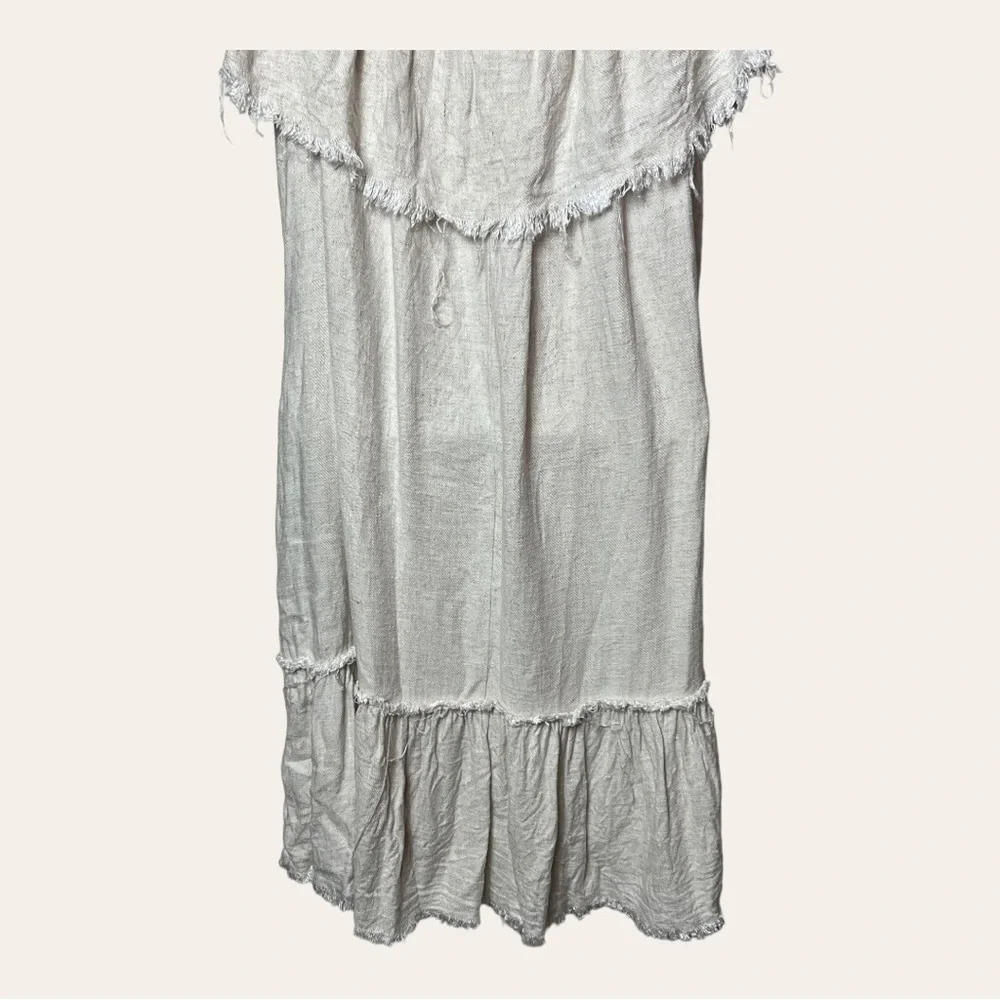 0089. Umgee OFF SHOULDER BOHO MINI DRESS BEIGE IN COLOR SIZE SMALL FRAYED - Picture 9 of 9